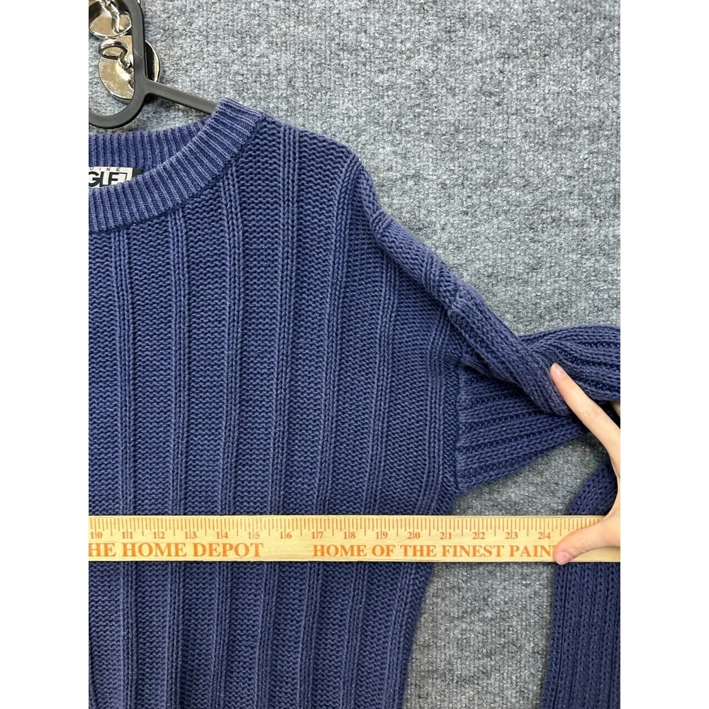 Vintage Bugle Boy Long Sleeve Sweater Men's Blue Chunky Ribbed Knit Pullover